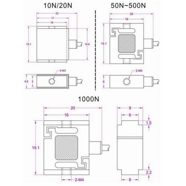 Miniature Tension And Compression Force Sensor 10N with 0.002N resolution