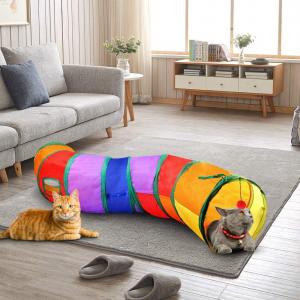 China Portable Collapsible 3 Way Cat Tunnel With Pom Ball factory