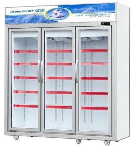 China Silver Champagne Color Glass Door Freezer 5 Layers Shelves For Frozen Sea Food on sale
