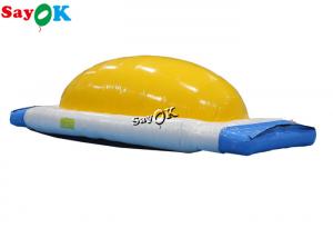 China Yellow White 0.9mm PVC Inflatable Water Toys Obstacle Course Jumping Bouncing Bed factory