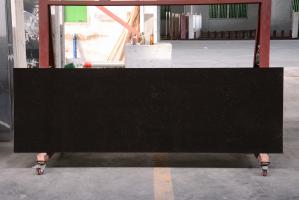 China 73 Black Quartz Stone Countertop For Rectangular Feathered White Sinks on sale