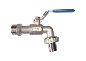 China Stainless Steel Ball Bibcock Tap with Blue Lockable Handle Hose Sleeve End on sale