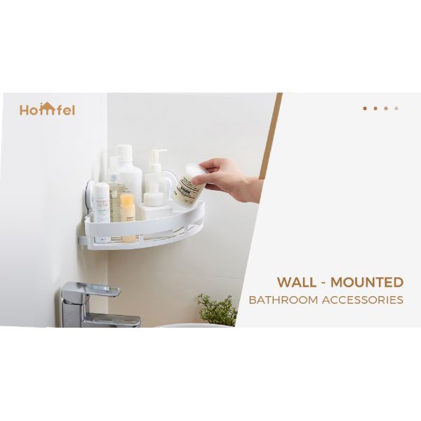 Wall Mounted Multi-Function Corner Rack For Bathroom Organization No Drilling Shower Caddy