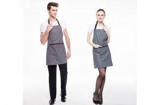 China Black And White Stripes Kitchen Cooking Aprons Adjustable With Widen Strap Design factory