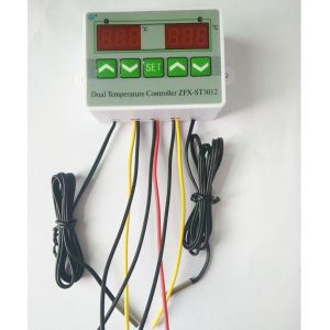 AC 220V 12V 24V Dual Probe Digital LED Dual Thermometer Temperature Controller