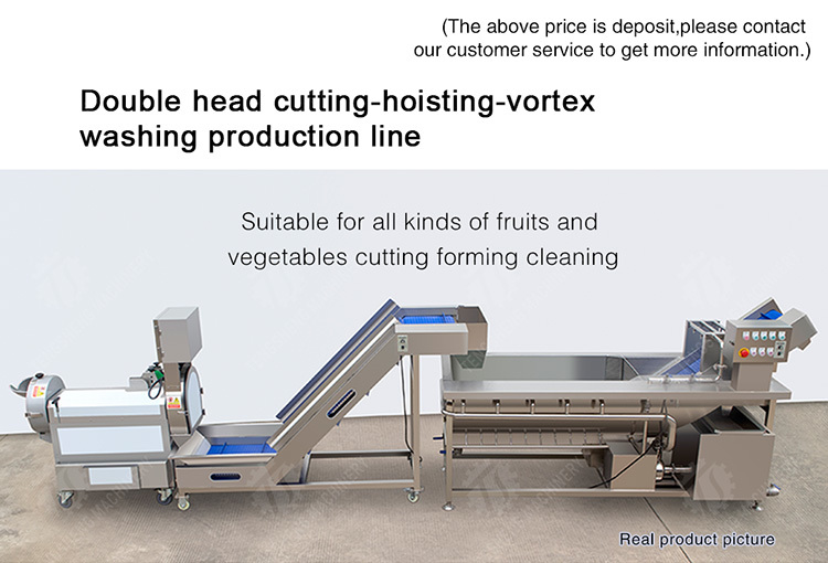 Double head cutting-hoisting-vortex washing production line Fruit Vegetable FOOD processing production Machine