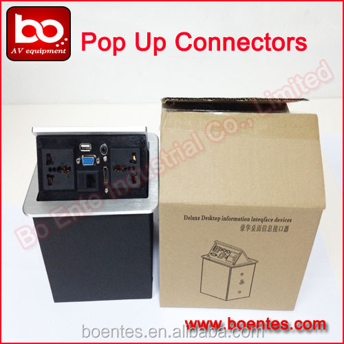 Aluminum Brushed Hydraulic Tabletop Pop Up Socket/Desktop Power Outlets with Bottom Interface Plug