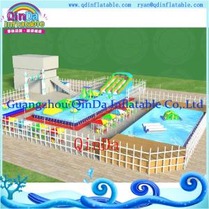China Metal Frame Amusement Park Inflatable Inground Pool With Pool and Slide factory