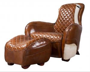 China Defaico Saddle Leather Chair And Ottoman Antique Leather Armchairs on sale