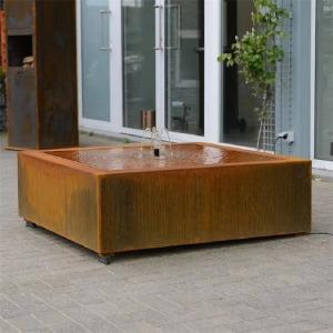 China Decoration Outdoor Square Metal Wate Table Corten Steel Garden Water Fountain on sale