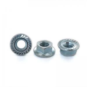 China Size M3-M16 Stainless Steel Lock Nuts , Grade 4.0 Zinc Plated Serrated Flange Nut factory