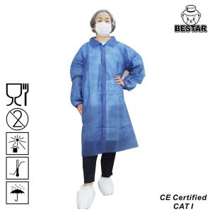 China Small Blue Yellow PP Disposable Lab Coat Jackets For Dental 65g/m2 factory