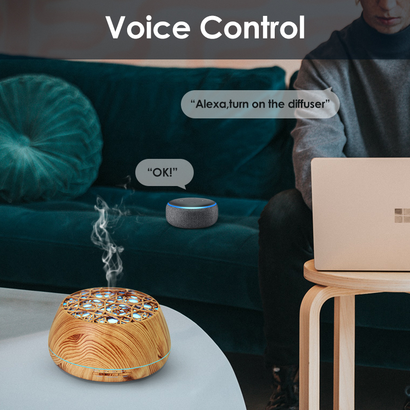 Smart Wifi Wireless Essential Oil Aromatherapy Diffuser with Alexa Google App Voice Control 400ml Ultrasonic Diffuser Humidifier
