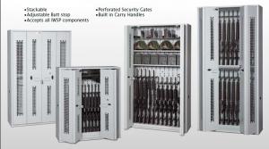 China Heavy Duty Wall Cabinets With Perforated Security Gates , Military Weapons Storage Racks factory