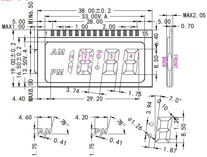 Customized 4 Digits TN Segment Negative LCD Display with Operating Temperature -30~+80℃ for Counters