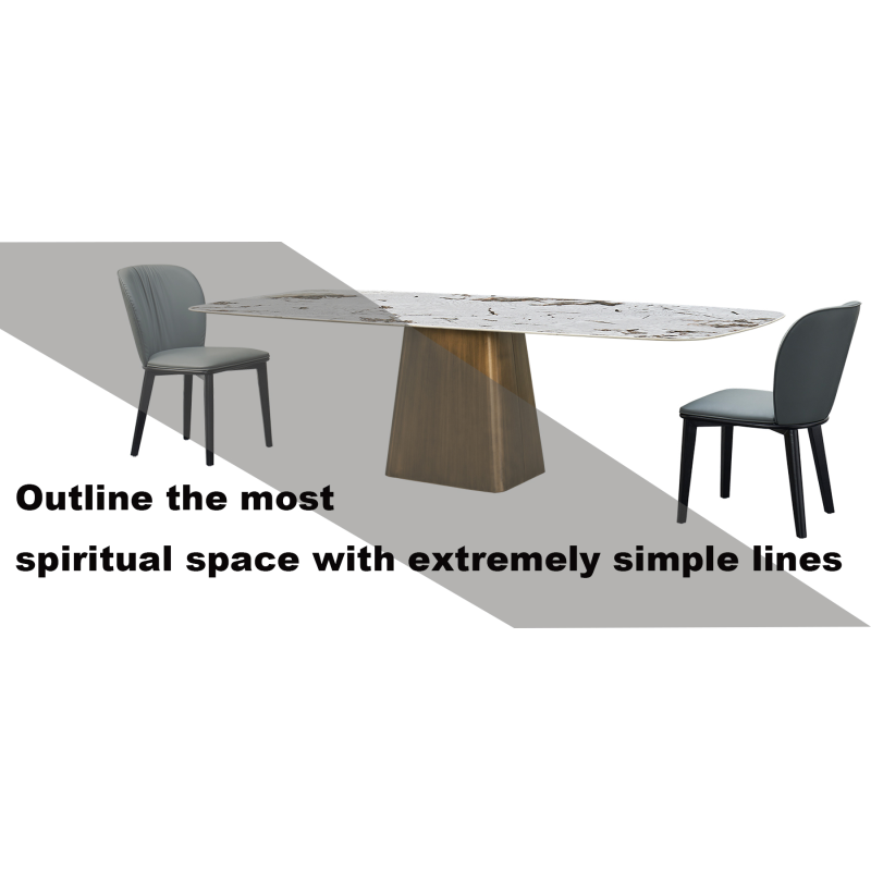 Elegant Rectangular Stainless Steel Marble Dining Table 750mm Height