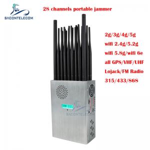 China 27 Antennas Portable Mobile Phone Signal Jammer 28w For Wifi GPS FM Radio factory