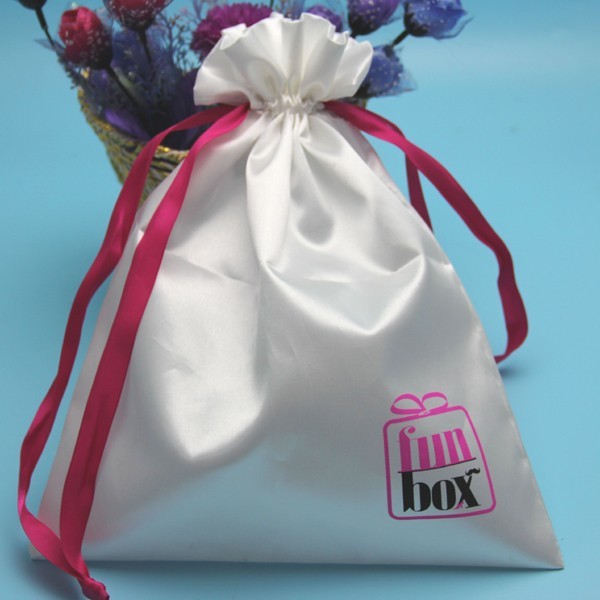 Makeup Satin Drawstring Bag With Logo Customized Design Small Size Durable