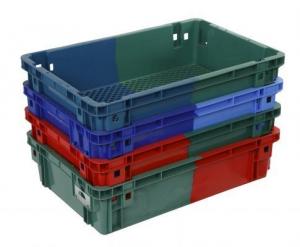 China HEAVY DUTY HIGH Bi-Color VENTED PLASITC CRATE FOR FOOD PROCESSING OR METAL PARTS on sale