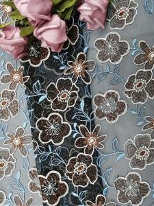 China Floral Lace Colored Embroidery Fabric Women Garment Cloth factory