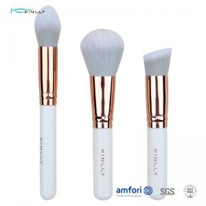 China Soft 3pcs Aluminium Ferrule White Makeup Brush Set on sale