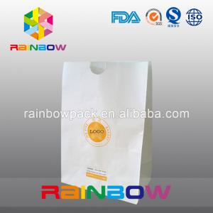 China Take Away Fast Food Paper Bag Packaging , Bread Flat Bottom Pouches Grease Proof on sale