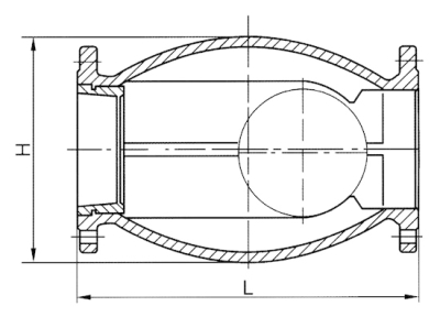 F6 DN500 Ball Check Valve Double Flange PN10 Non Return Check Valve