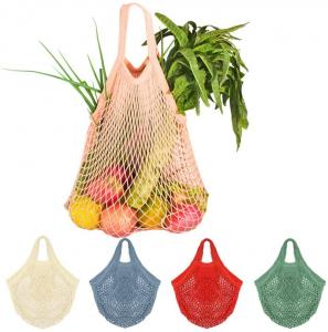 China Net Cotton String Shopping Bag Reusable Mesh Market Tote Organizer Portable For Grocery Storage Beach Toys Fruit Vegetable factory
