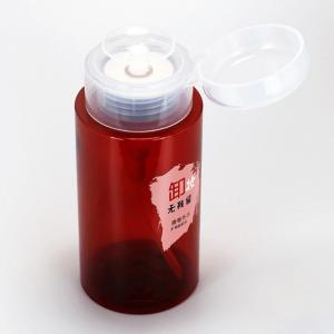 China 100ml 150ml 200ml Empty Plastic Salon Nail Polish Remover Pump Dispenser Bottle Push Down factory