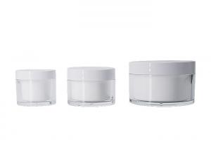 China Transparent Replaceable Acrylic Cream Jar Refilled With Aluminum Seal 50g 100g 200g on sale
