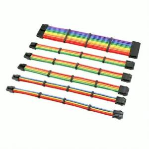 China Power Supply Extension Cable Kit  ATX 24   4+4 EPS  6+2 PCI-E  6 PCI-E  18AWG Cotton Rainbow PC extension cord for computer on sale