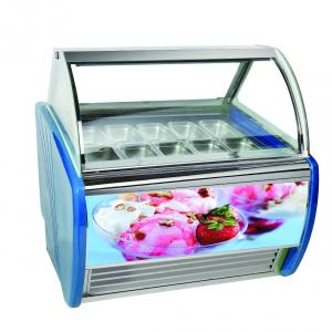 China Commercial Double Row 10 Pans Ice Cream Display Freezer factory