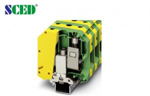 China Green Yellow Din Rail Terminals Blocks Quick Connect Ground 25.0mm Width factory
