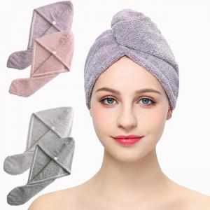 China Bamboo Charcoal 25x65cm Hair Turban Towel Wrap For Wet Hair Drying on sale