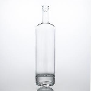 China Unique Glass Collar Material Long Neck Spirit Bottle for Whisky Vodka Tequila Gin Rum factory