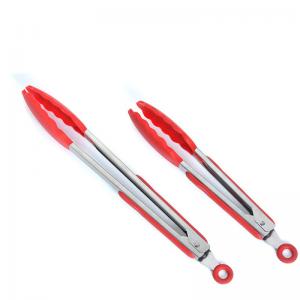 9 Inch / 12 Inch Silicone Tipped Tongs , Silicone Kitchen Tongs With Non Stick Tips