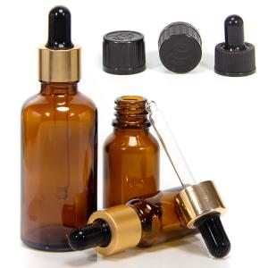China Round Amber 30ml 4oz Glass Dropper Bottles For Essential Oil factory