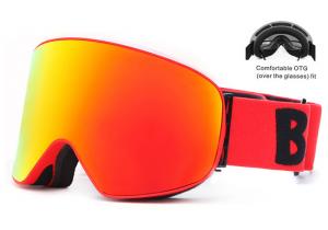 China Red Color Ski Goggles High Clear Vision Dual Layer Polycarbonate Lens Material factory