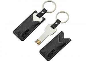 China Fast Speed 8g Usb Memory Stick , Black Leather Usb Stick With Embossed Logo factory