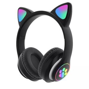 China Black Bluetooth Cat Headphones , Foldable Wireless Bluetooth Headphones factory