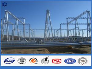 Hot Dip Galvanized Steel Electrical Substation Structure Pole with Flange
