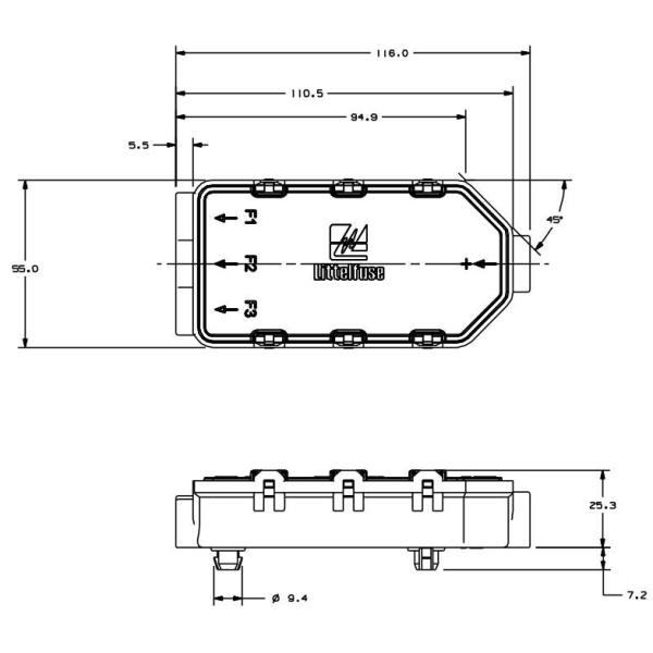 M5 Bolt Littelfuse MIDI Fuse Holder 2 3 Way Waterproof Fuse Box OHBF0001ZABASE3 OHBF0001ZABASE2