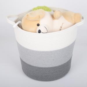 China Decorative custom woven cotton rope laundry toys candy storage fabric small round container wholesale spa gift baskets s factory