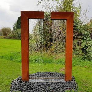 China Contemporary Design Double L Metal Water Feature Corten Steel Water Fountain factory