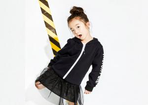 China Trendy 100% Cotton Girls Fleece Hoodie , Casual Kids Cardigan Sweater factory