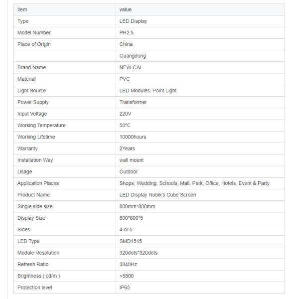 Cube LED Display Outdoor Waterproof 3D Video Rubik's Cube LED Display P2 P2.5 P3 P3.91 P4