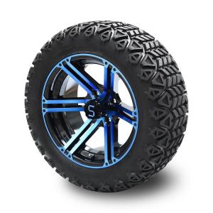 China Golf Cart 14 Inch Blue/Glossy Black Wheels And 22 Inch Tall Off-Road Tires 4 PLY with DOT Approved factory