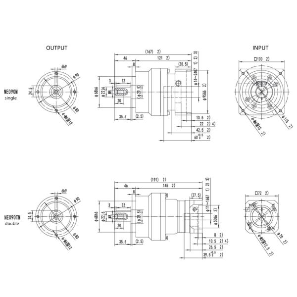 Precision Planetary Hollow Output Shaft Gearbox Power Transmission Shaft Mounted