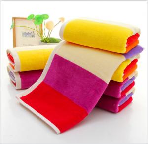 China 35*75cm  420gsm  color bar face towel  cut pile super soft towel face towel factory