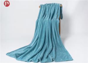 China Flannel Knitted Polyester Fleece Blanket Super Soft Blue Wavy Mink Blanket Soft Warm factory
